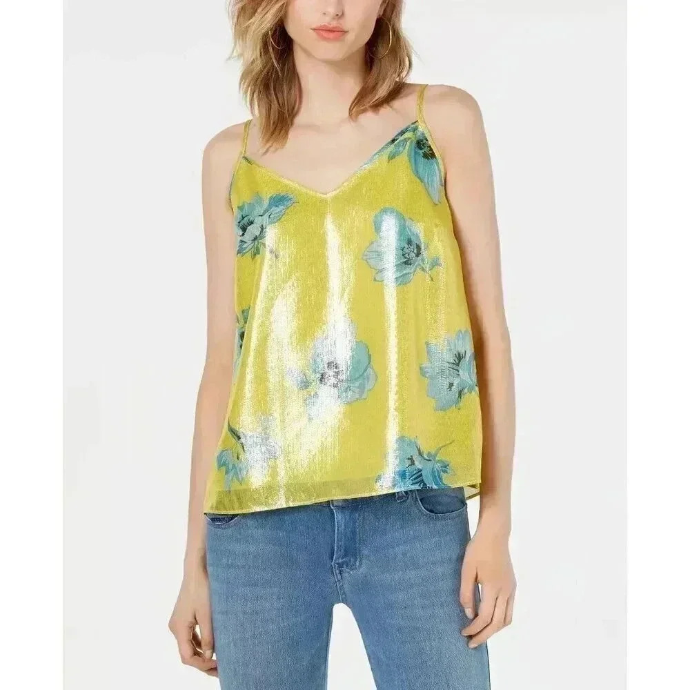 Party Tank Top Shiny Floral Cami NEW Size Medium
